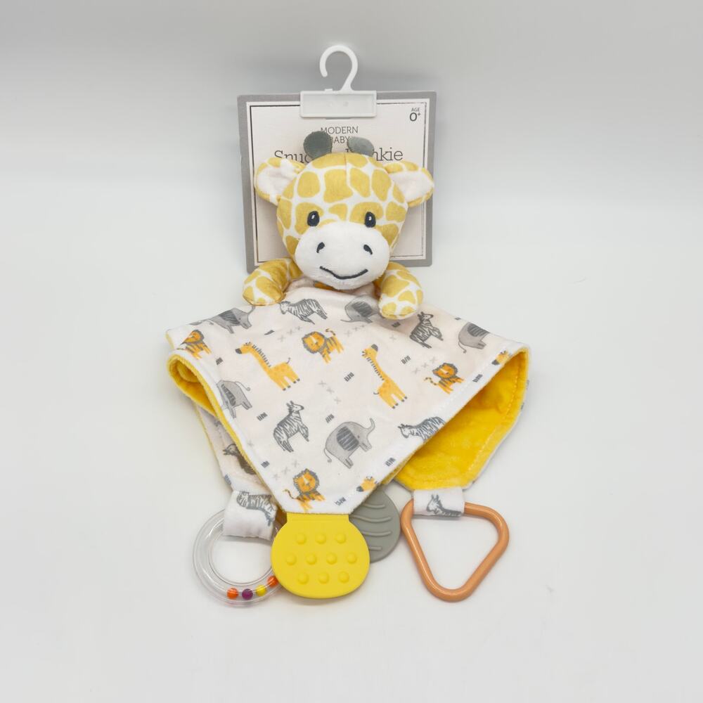 New Modern Baby Yellow Giraffe Security Blanket Lovey Nunu Teether Rattle Toy